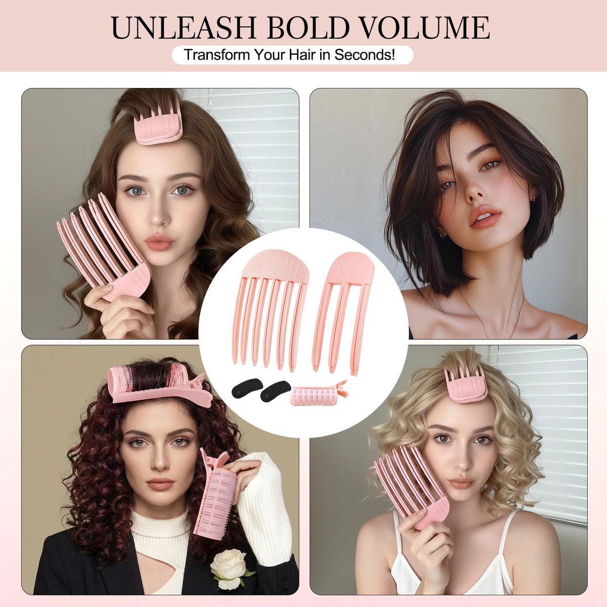 NITOTECA Hair Volume Clip (2pcs) – Volumizing Root Lift Tool for Thin Hair, Fluffy Bangs, Wedding & Daily Styling – Pink - görsel 11