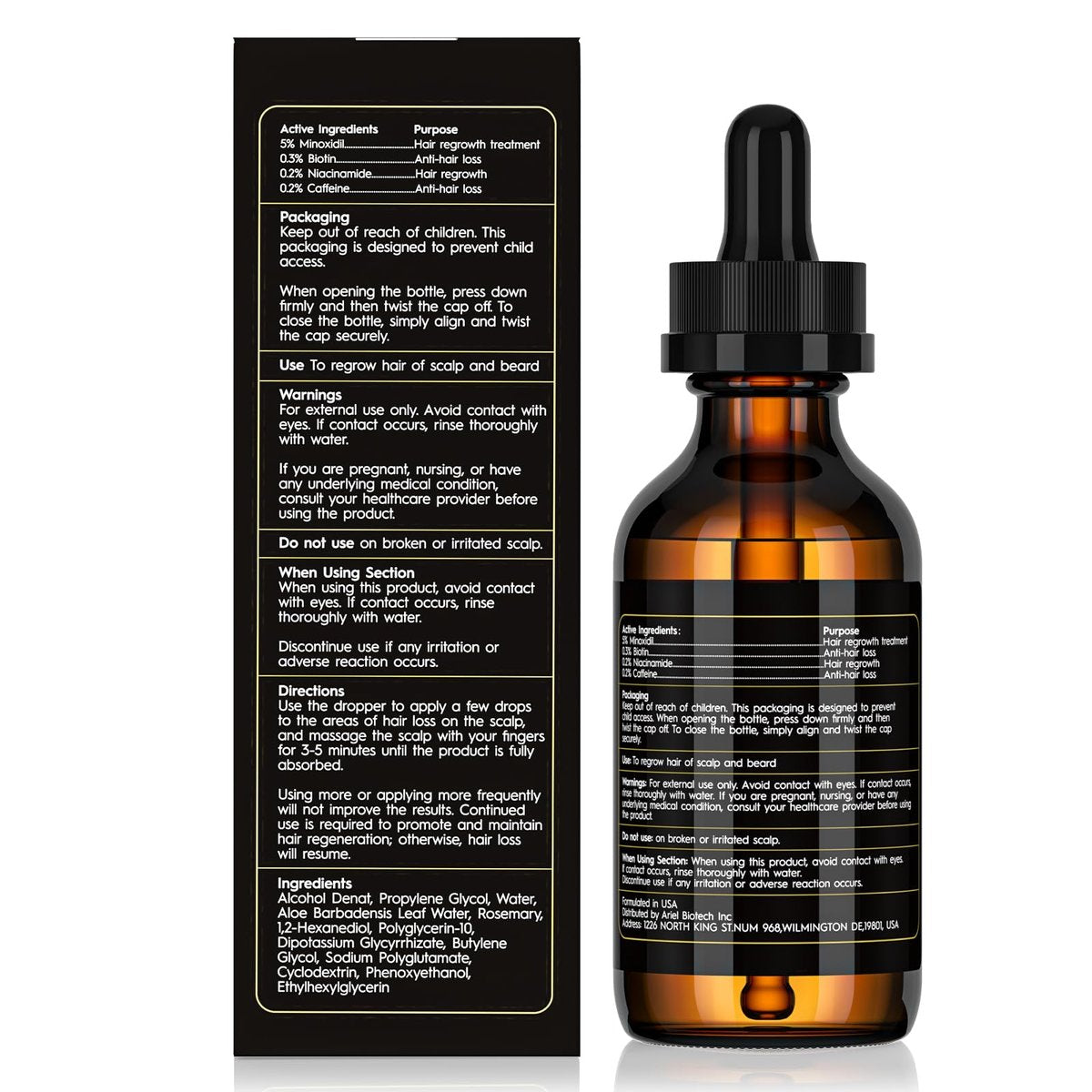2-Pack 5% Minoxidil Hair Growth Serum for Men and Women - Hair Regrowth Treatment for Stronger, Thicker, Longer Hair & Facial Hair Grooming Avelisse