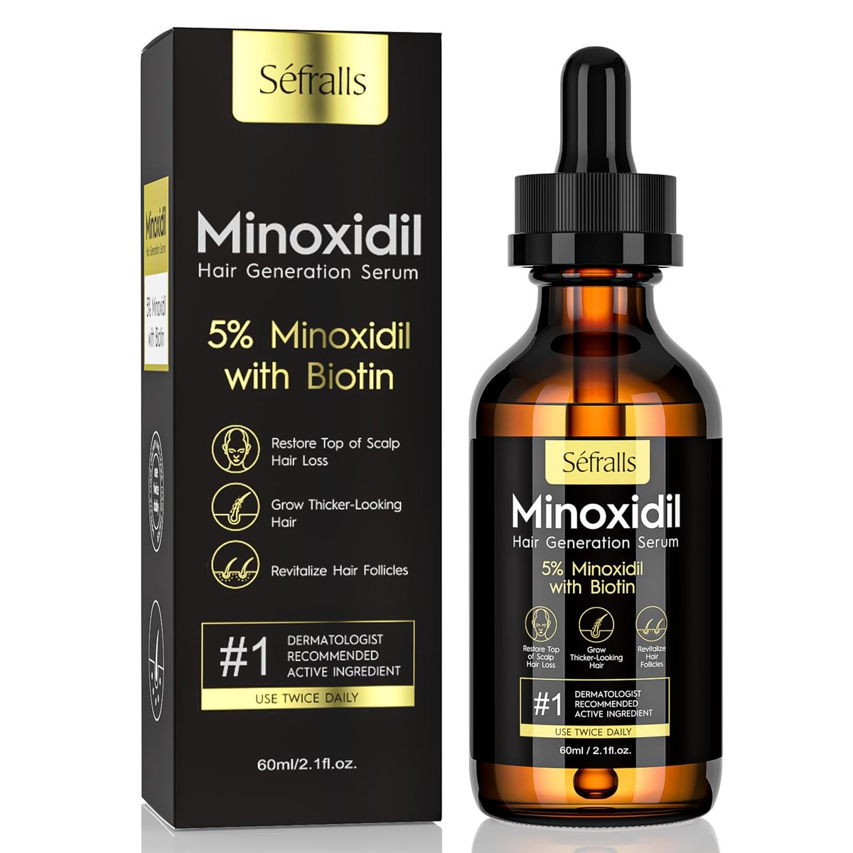 5% Minoxidil Hair Growth Serum for Men and Women - Biotin Hair Serum, Safe Hair Regrowth Treatment, Prevent Scalp Hair Loss, 60ml / 2.11 fl.oz - görsel 2