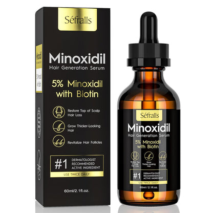 5% Minoxidil Hair Growth Serum for Men and Women - Biotin Hair Serum, Safe Hair Regrowth Treatment, Prevent Scalp Hair Loss, 60ml / 2.11 fl.oz