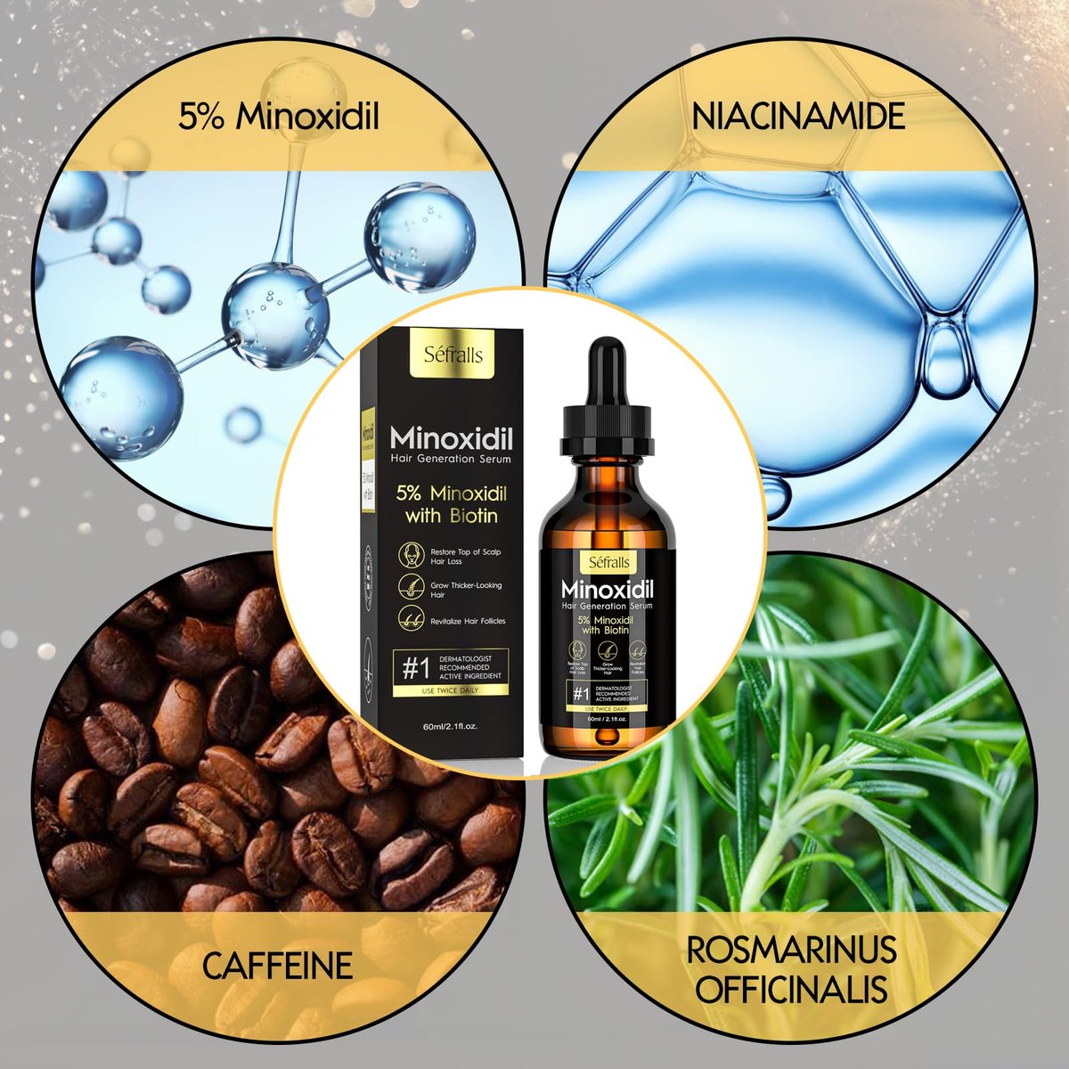 5% Minoxidil Hair Growth Serum for Men and Women - Biotin Hair Serum, Safe Hair Regrowth Treatment, Prevent Scalp Hair Loss, 60ml / 2.11 fl.oz - görsel 8