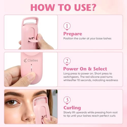 Heated Eyelash Curler - 10s Heat, 3s Curl, Mini Burn-Proof Design with Heat Sensitive Silicone Pad, 24H Hold Dual-Temp Control & Type-C Recharge - görsel 12