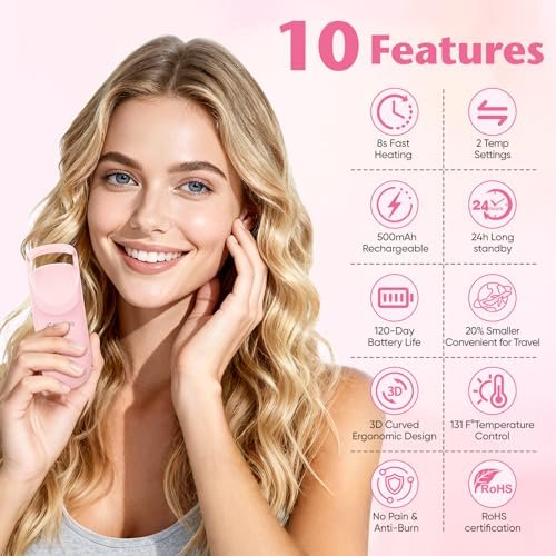 Heated Eyelash Curler - 10s Heat, 3s Curl, Mini Burn-Proof Design with Heat Sensitive Silicone Pad, 24H Hold Dual-Temp Control & Type-C Recharge - görsel 4