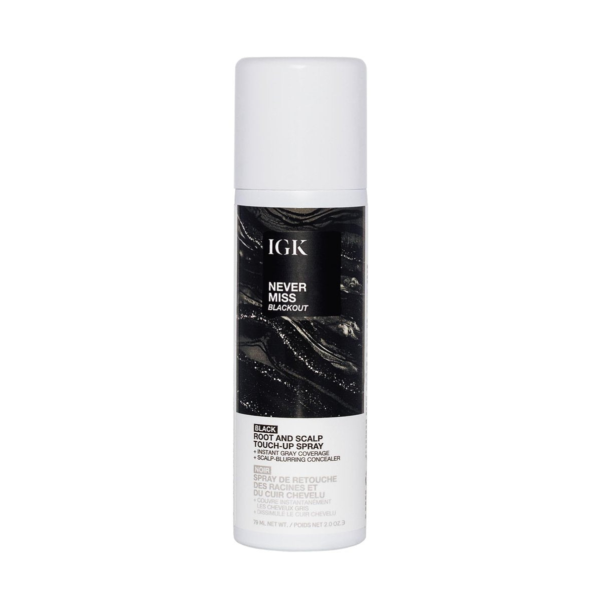 IGK Never Miss Root and Scalp Touch-Up Spray for Gray Coverage – Black Hair Color, Sweat-Resistant, Waterproof, Natural-Looking Root Concealer, 2.0 oz Avelisse