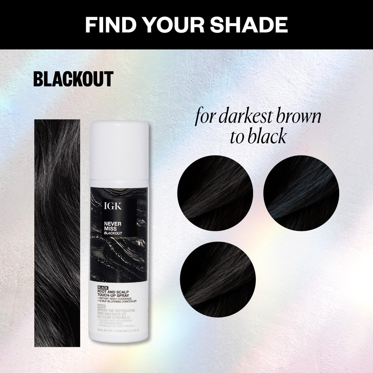 IGK Never Miss Root and Scalp Touch-Up Spray for Gray Coverage – Black Hair Color, Sweat-Resistant, Waterproof, Natural-Looking Root Concealer, 2.0 oz Avelisse