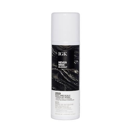 IGK Never Miss Root and Scalp Touch-Up Spray for Gray Coverage – Black Hair Color, Sweat-Resistant, Waterproof, Natural-Looking Root Concealer, 2.0 oz Avelisse