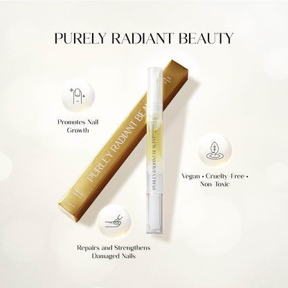 Purely Radiant Beauty Nail Growth Oil – Natural Cuticle Serum for Stronger Nails & Healthy Growth | Jojoba, Castor, Coconut & Argan Oils | Prevents Breakage, Peeling & Brittleness (3ml)