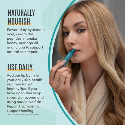 Active Skin Repair Hydrating Lip Balm for Dry Lips, EWG Certified Long-Lasting Moisturizing Lip Balm with Hyaluronic Acid, Peptides, and Ceramides, 10 ml Avelisse