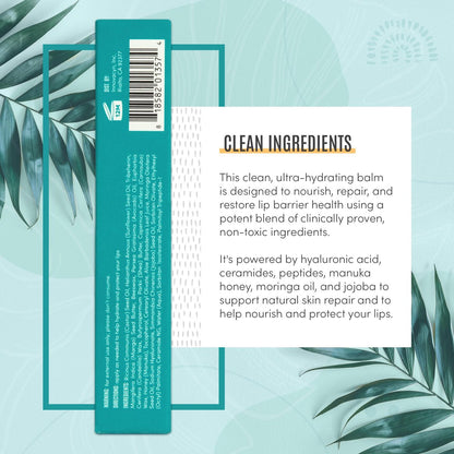Active Skin Repair Hydrating Lip Balm for Dry Lips, EWG Certified Long-Lasting Moisturizing Lip Balm with Hyaluronic Acid, Peptides, and Ceramides, 10 ml Avelisse