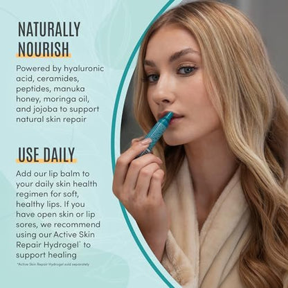 Active Skin Repair Hydrating Lip Balm for Dry Lips, EWG Certified Long-Lasting Moisturizing Lip Balm with Hyaluronic Acid, Peptides, and Ceramides, 10 ml Avelisse