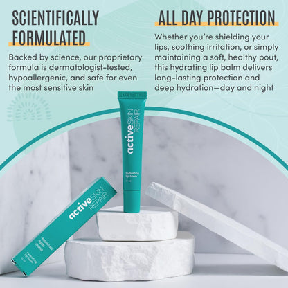 Active Skin Repair Hydrating Lip Balm for Dry Lips, EWG Certified Long-Lasting Moisturizing Lip Balm with Hyaluronic Acid, Peptides, and Ceramides, 10 ml Avelisse