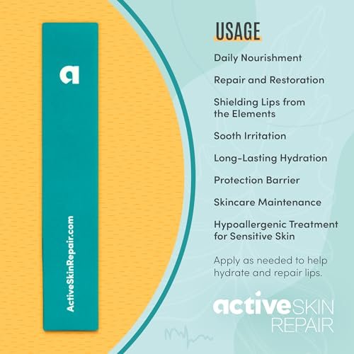 Active Skin Repair Hydrating Lip Balm for Dry Lips, EWG Certified Long-Lasting Moisturizing Lip Balm with Hyaluronic Acid, Peptides, and Ceramides, 10 ml Avelisse