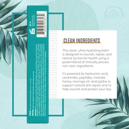 Active Skin Repair Hydrating Lip Balm for Dry Lips, EWG Certified Long-Lasting Moisturizing Lip Balm with Hyaluronic Acid, Peptides, and Ceramides, 10 ml Avelisse