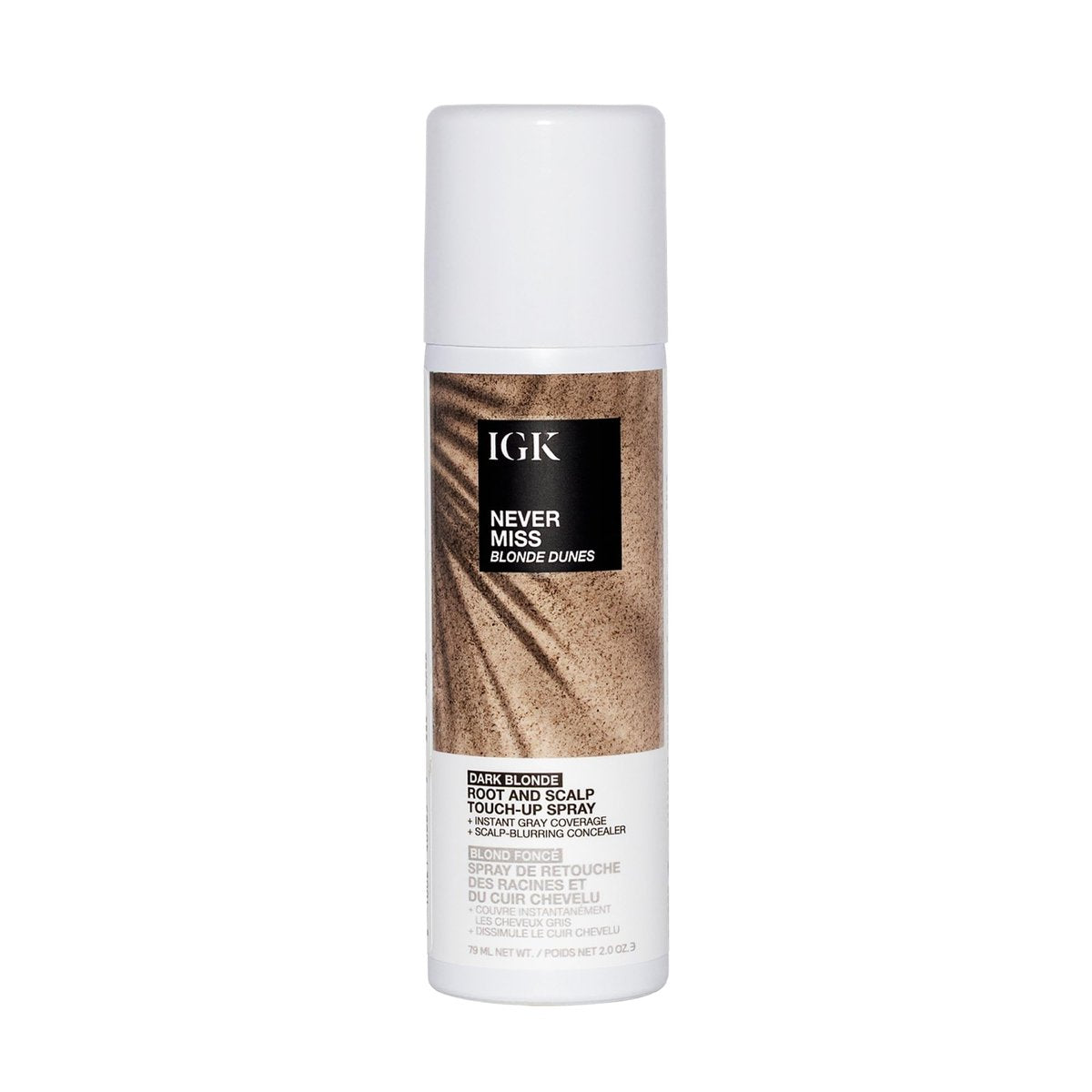 IGK NEVER MISS Root & Scalp Touch-Up Spray - Dark Blonde | Temporary Gray Coverage for Roots & Thinning Hair | Waterproof, Sweat-Resistant, Non-Flaking | With Biotin, Rosemary & Squalane | 2oz Avelisse