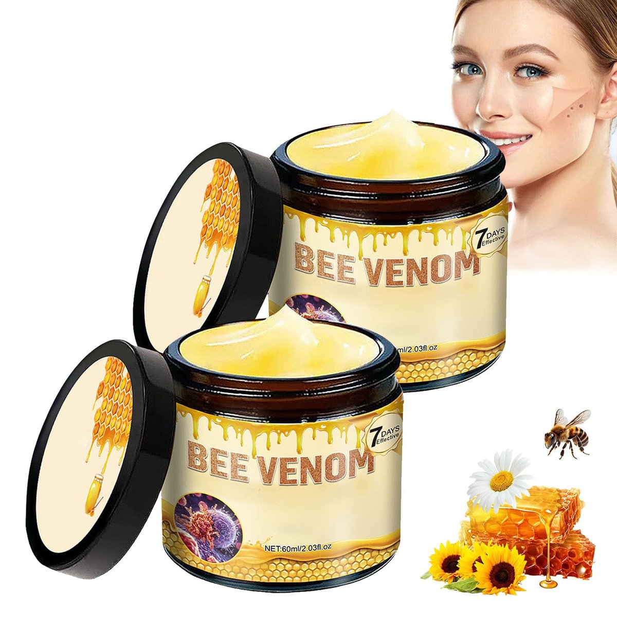 Bee Venom Skin Cream (2-Pack) – Natural Anti-Aging Face Moisturizer for Daily Skincare Avelisse