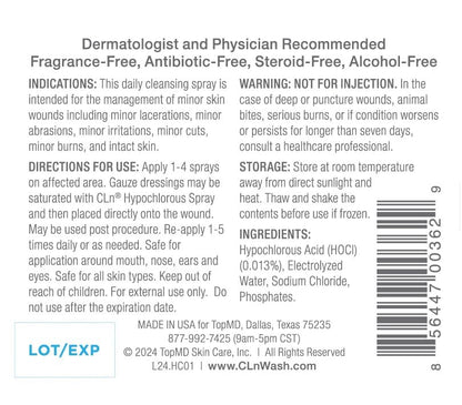 CLn Hypochlorous Spray - Daily Cleansing Spray for Minor Skin Cuts and Lacerations, 3 fl. oz.