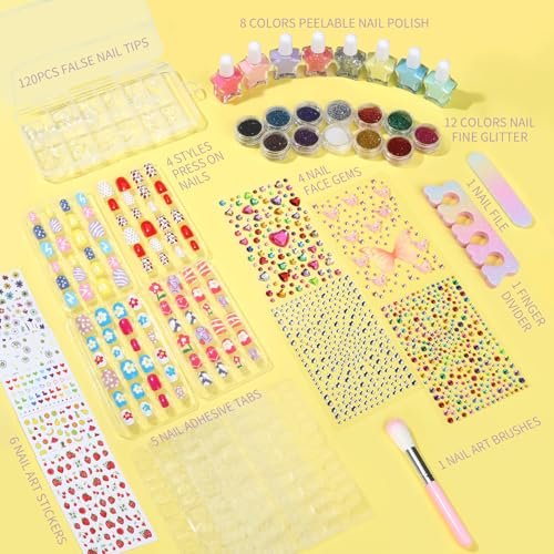 FANDAMEI Nail Kit for Girls - Complete Press on Nails, Nail Polish & Art Set for Teens (Multicolor) Avelisse