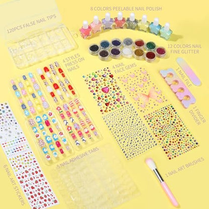FANDAMEI Nail Kit for Girls - Complete Press on Nails, Nail Polish & Art Set for Teens (Multicolor) Avelisse