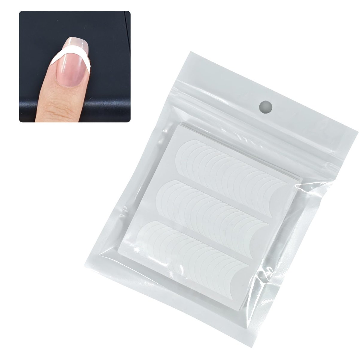 Moon Shape French Manicure Stickers - 24 Sheets Self-Adhesive Nail Art Stencils & Smile Line Guides for Women and Girls (Over 1000 Pieces) - görsel 9