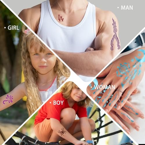 10-Color Temporary Tattoo Kit with 86 Stencils for Kids, Adults & Beginners - Body Art Painting Party Fun Avelisse