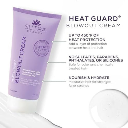 SUTRA Heat Guard Blowout Cream – Hyaluronic Acid Heat Protectant up to 450°F – Lightweight Frizz Control & Moisture for Smooth, Voluminous Blowouts – Sulfate-Free, Paraben-Free, Phthalate-Free Avelisse
