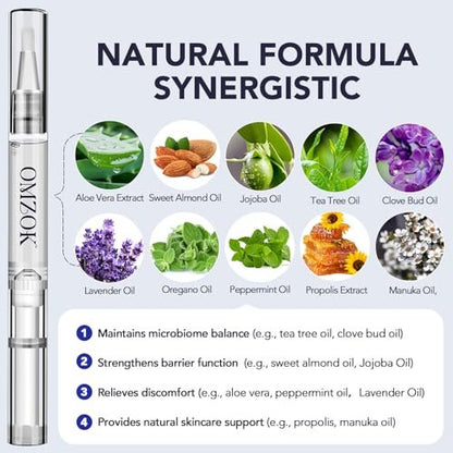 OMZOK Toenail Fungus Pen - 25% Undecylenic Acid & Tea Tree Oil Extra Strength Treatment for Damaged Nails - 5 Pens Avelisse