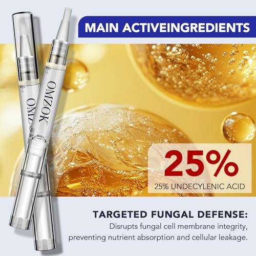 OMZOK Toenail Fungus Pen - 25% Undecylenic Acid & Tea Tree Oil Extra Strength Treatment for Damaged Nails - 5 Pens Avelisse
