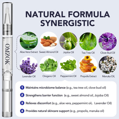 OMZOK Toenail Fungus Pen - 25% Undecylenic Acid & Tea Tree Oil Extra Strength Treatment for Damaged Nails - 5 Pens Avelisse