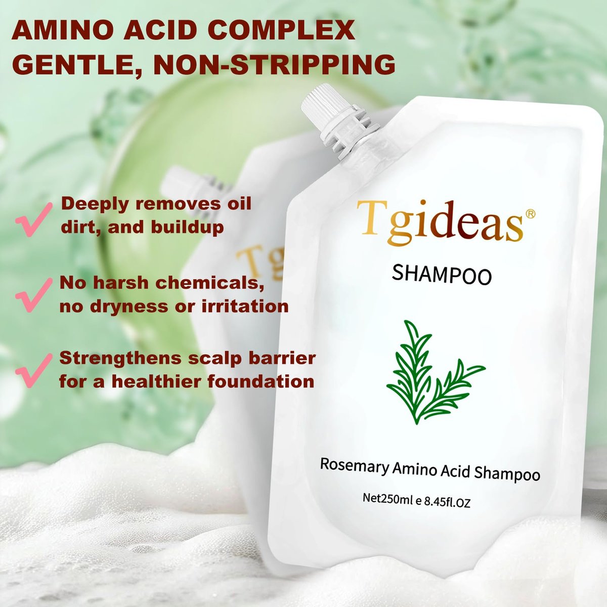 Tgideas Rosemary Biotin Amino Acid Shampoo for Hair Growth – Thinning Hair Loss Treatment for Women and Men, 8.45 fl oz (Pack of 2) - görsel 3