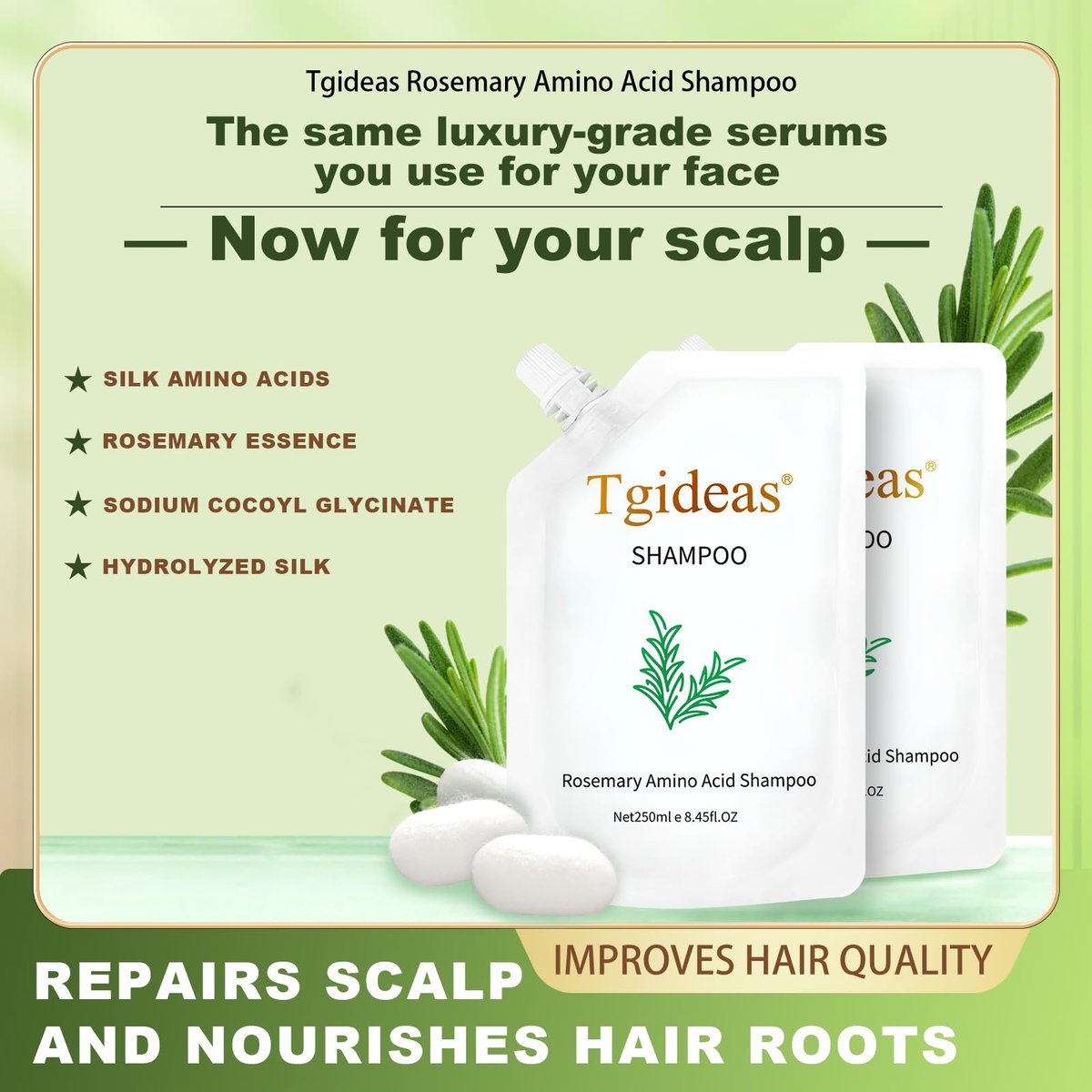 Tgideas Rosemary Biotin Amino Acid Shampoo for Hair Growth – Thinning Hair Loss Treatment for Women and Men, 8.45 fl oz (Pack of 2) - görsel 5