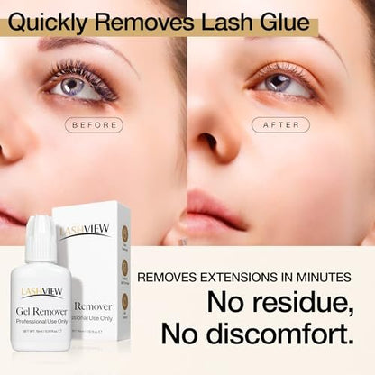 LASHVIEW Sensitive Lash Remover for Lash Extensions - Clear Eyelash Extension Remover Gel, 0.52 Fl Oz
