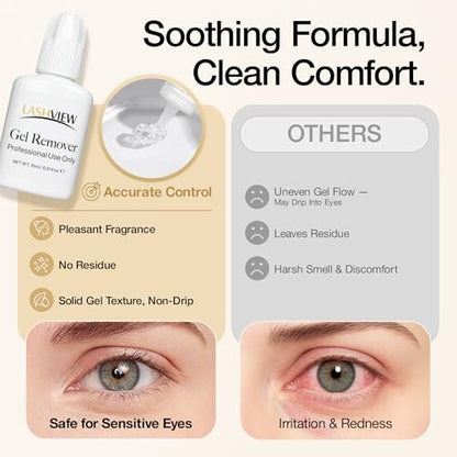 LASHVIEW Sensitive Lash Remover for Lash Extensions - Clear Eyelash Extension Remover Gel, 0.52 Fl Oz
