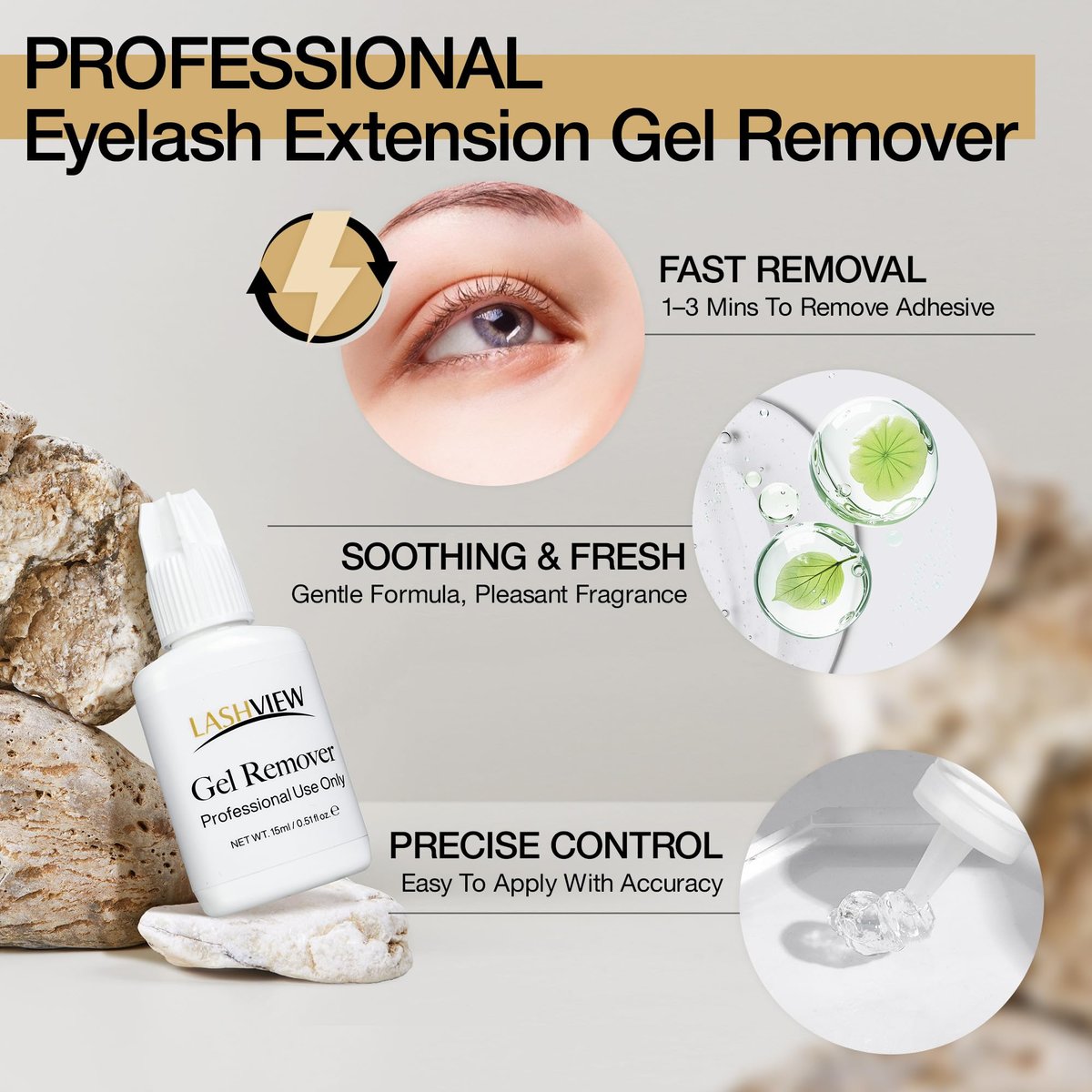 LASHVIEW Sensitive Lash Remover for Lash Extensions - Clear Eyelash Extension Remover Gel, 0.52 Fl Oz - görsel 3