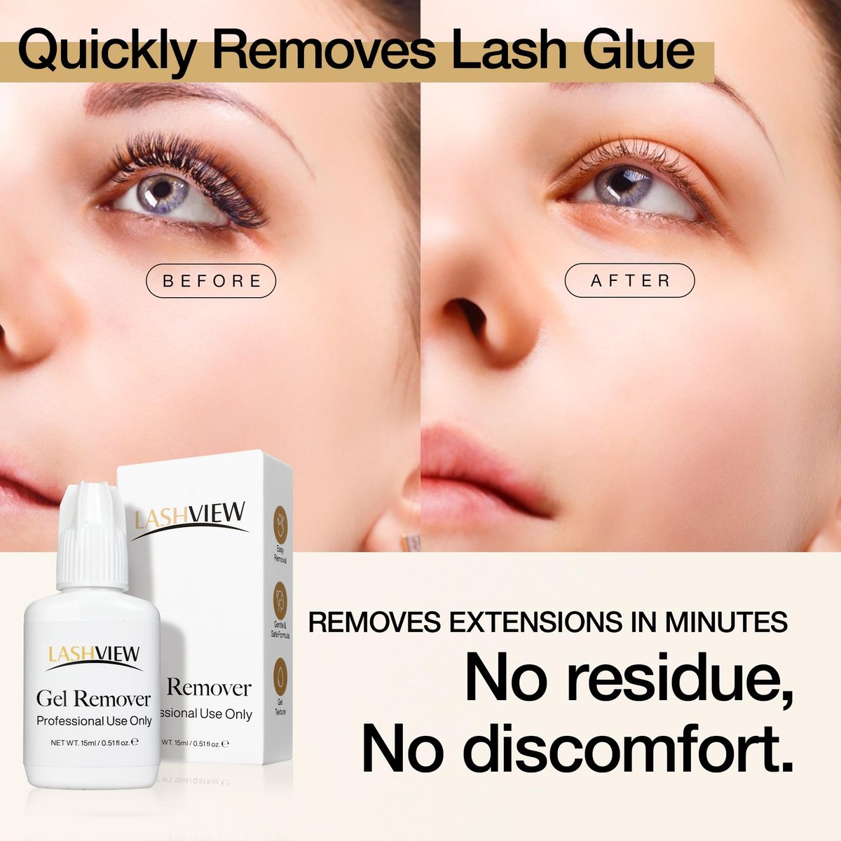 LASHVIEW Sensitive Lash Remover for Lash Extensions - Clear Eyelash Extension Remover Gel, 0.52 Fl Oz - görsel 7