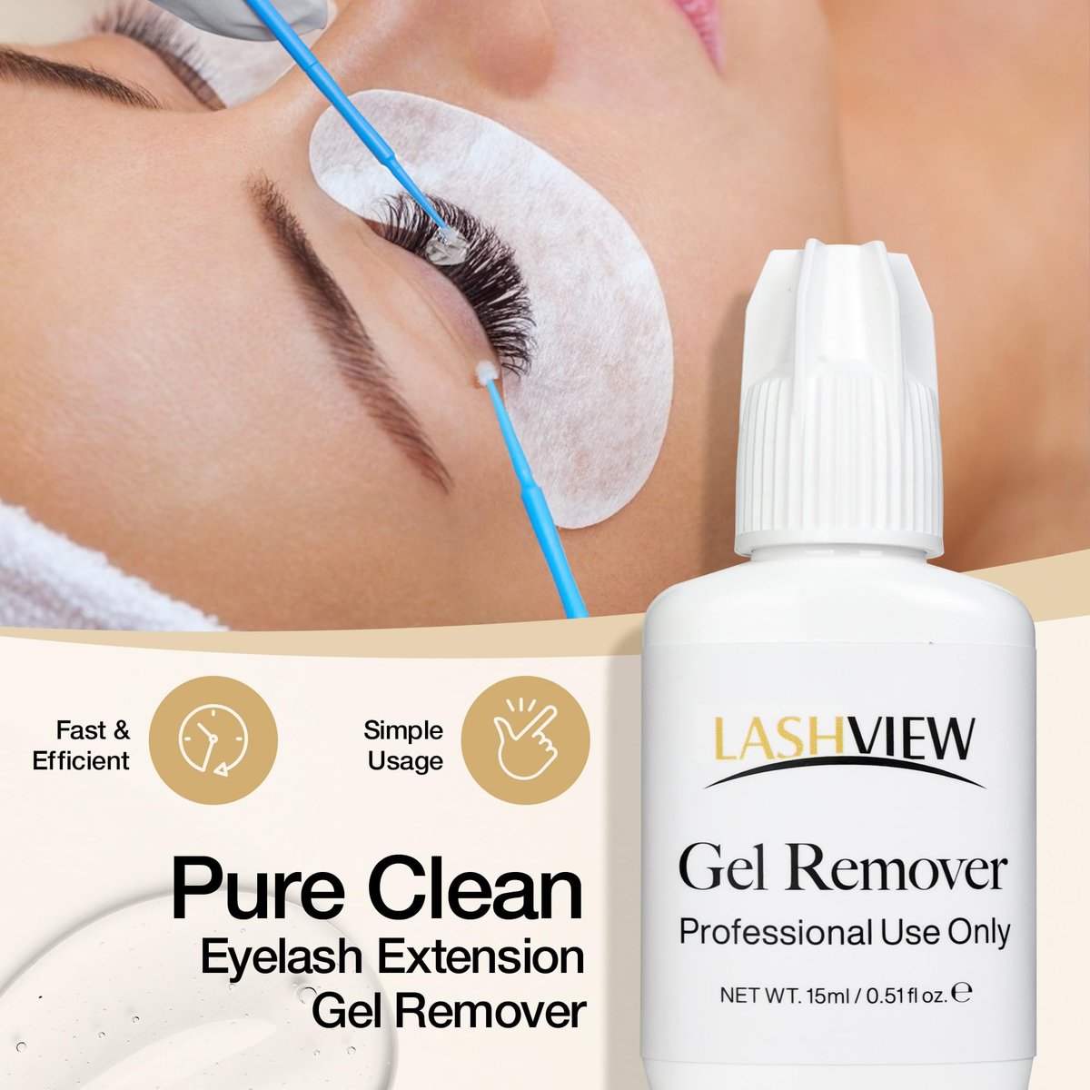 LASHVIEW Sensitive Lash Remover for Lash Extensions - Clear Eyelash Extension Remover Gel, 0.52 Fl Oz - görsel 9
