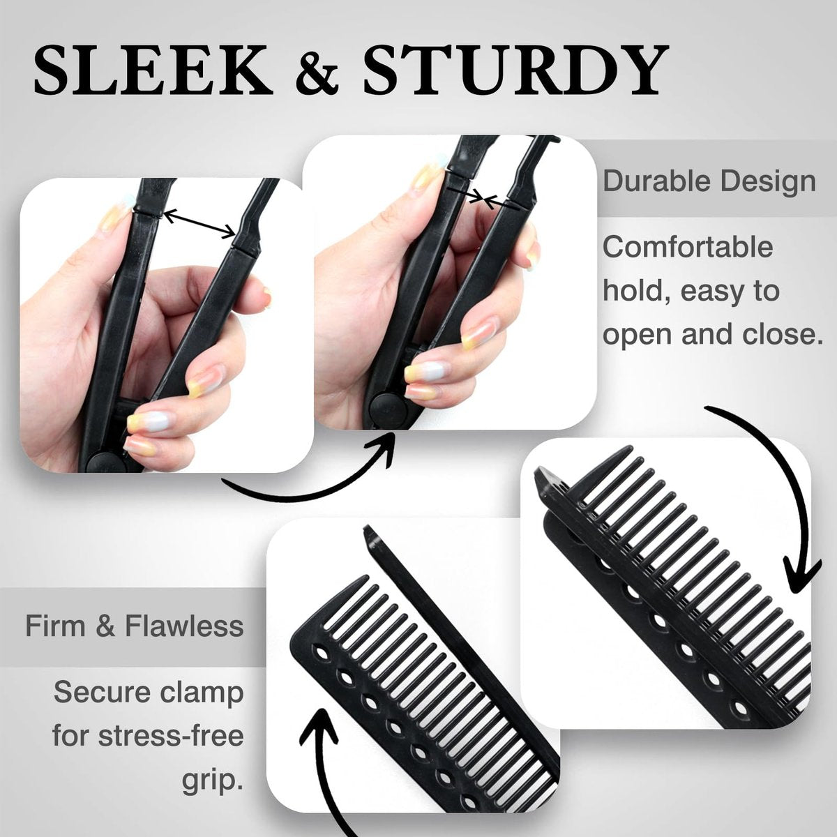 Heat-Safe V-Shaped Hair Straightening Comb – Tangle-Free Styling Tool for Flat Irons & Curling Wands, Travel-Ready, 2-Pack (Black, Plastic) - görsel 6