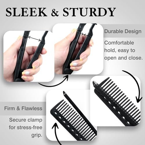Heat-Safe V-Shaped Hair Straightening Comb – Tangle-Free Styling Tool for Flat Irons & Curling Wands, Travel-Ready, 2-Pack (Black, Plastic) - görsel 5