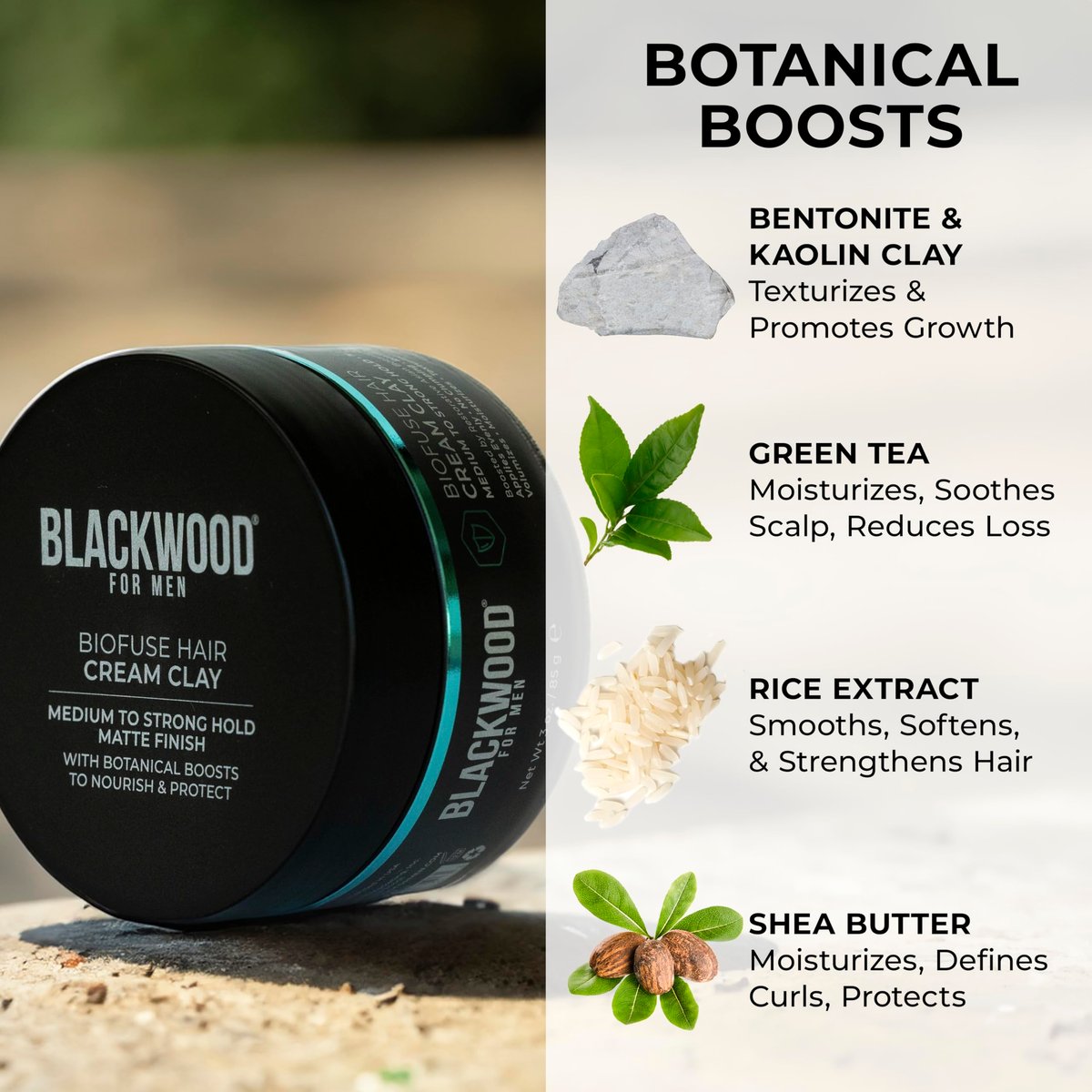 Blackwood For Men BioFuse Hair Cream Clay - Matte Finish, Medium to Strong Hold, Natural Styling Aid, 3 oz - görsel 7