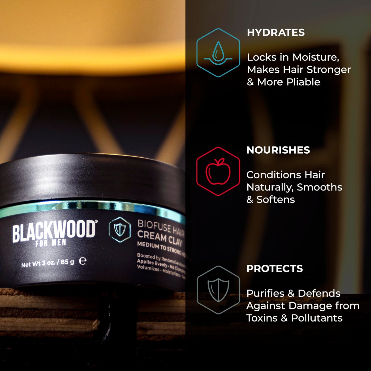Blackwood For Men BioFuse Hair Cream Clay - Matte Finish, Medium to Strong Hold, Natural Styling Aid, 3 oz - görsel 9