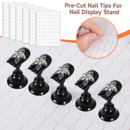 1200 Pcs Double Sided Adhesive Nail Tapes - Pre-Cut Press On Nail Sticky Tabs with Tweezer for Nail Art Display, Practice, and Color Chart Book Avelisse