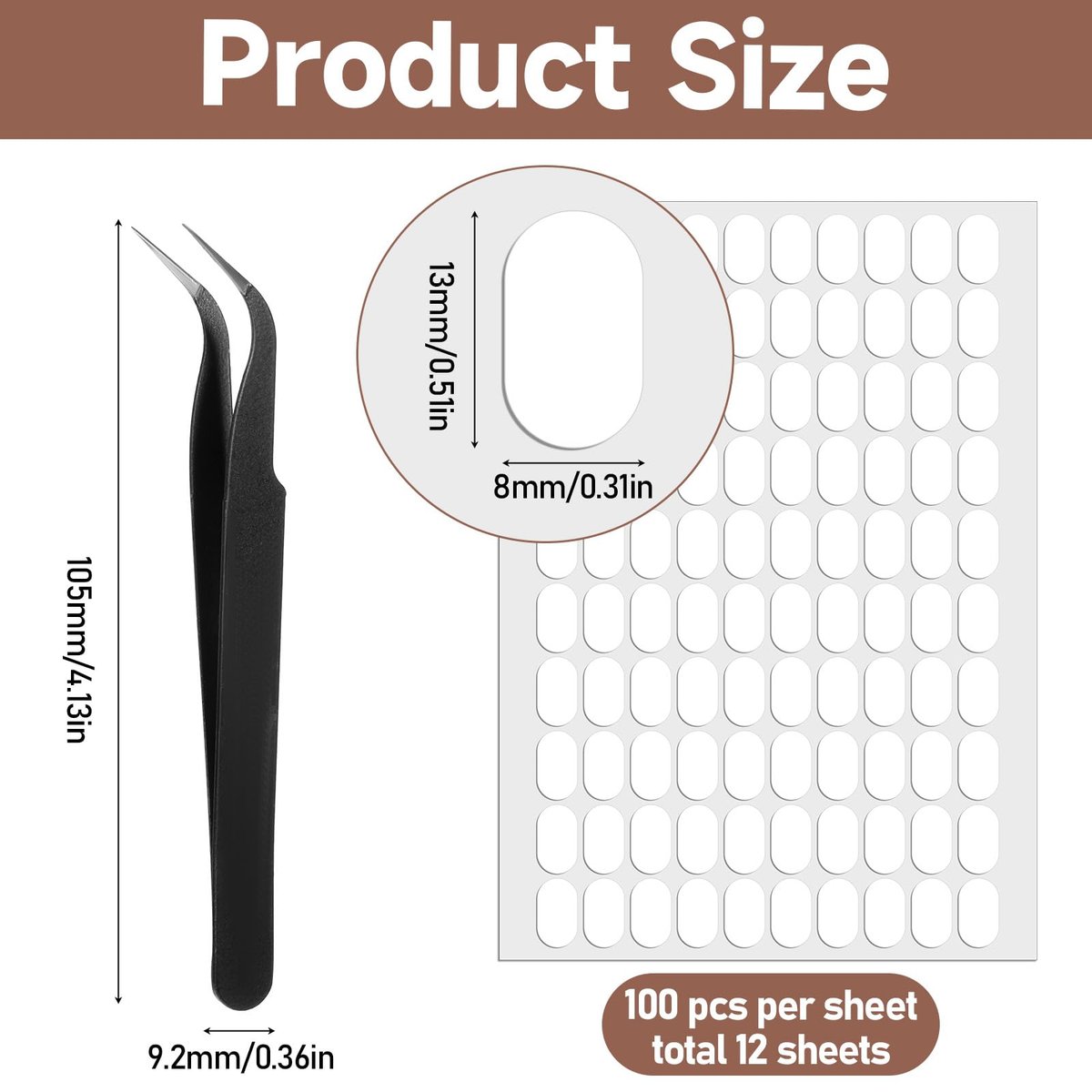 1200 Pcs Double Sided Adhesive Nail Tapes - Pre-Cut Press On Nail Sticky Tabs with Tweezer for Nail Art Display, Practice, and Color Chart Book Avelisse