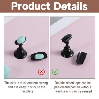 1200 Pcs Double Sided Adhesive Nail Tapes - Pre-Cut Press On Nail Sticky Tabs with Tweezer for Nail Art Display, Practice, and Color Chart Book Avelisse