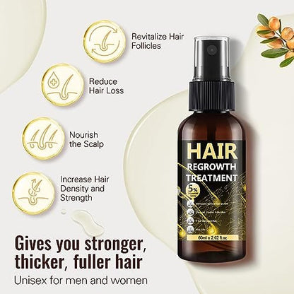 5% Minoxidil Hair Regrowth Spray for Men & Women – Advanced Formula for Thinning Hair and Beard Growth (3-Pack, 2.04 Fl Oz Each) Avelisse