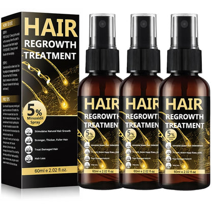 5% Minoxidil Hair Regrowth Spray for Men & Women – Advanced Formula for Thinning Hair and Beard Growth (3-Pack, 2.04 Fl Oz Each) Avelisse