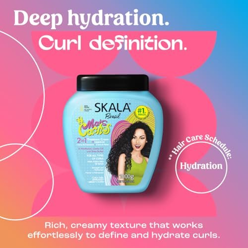 SKALA Mais Cachos Hydrates Curls 2-in-1 Conditioning Treatment Cream & Cream to Comb for Curly Hair, Eliminates Frizz (35.2 oz, Pack of 3) Avelisse