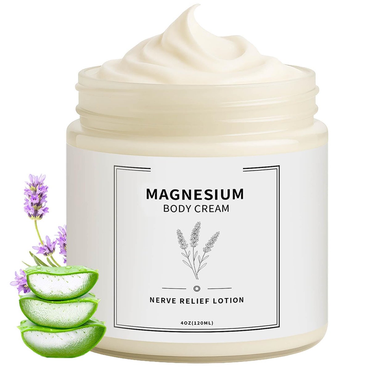 Neuropathy Cream with Magnesium Chloride - Nerve Relief Lotion for Feet & Legs, Fast-Absorbing Non-Greasy Formula, 4 Fl Oz Avelisse