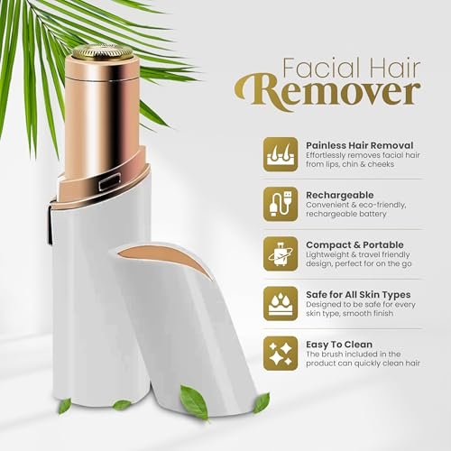 Gentle Facial Hair Remover for Women – Painless Peach Fuzz, Lip & Chin Hair Removal – USB Rechargeable Epilator Avelisse