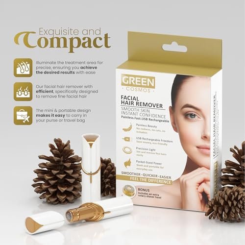 Gentle Facial Hair Remover for Women – Painless Peach Fuzz, Lip & Chin Hair Removal – USB Rechargeable Epilator Avelisse