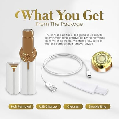 Gentle Facial Hair Remover for Women – Painless Peach Fuzz, Lip & Chin Hair Removal – USB Rechargeable Epilator Avelisse