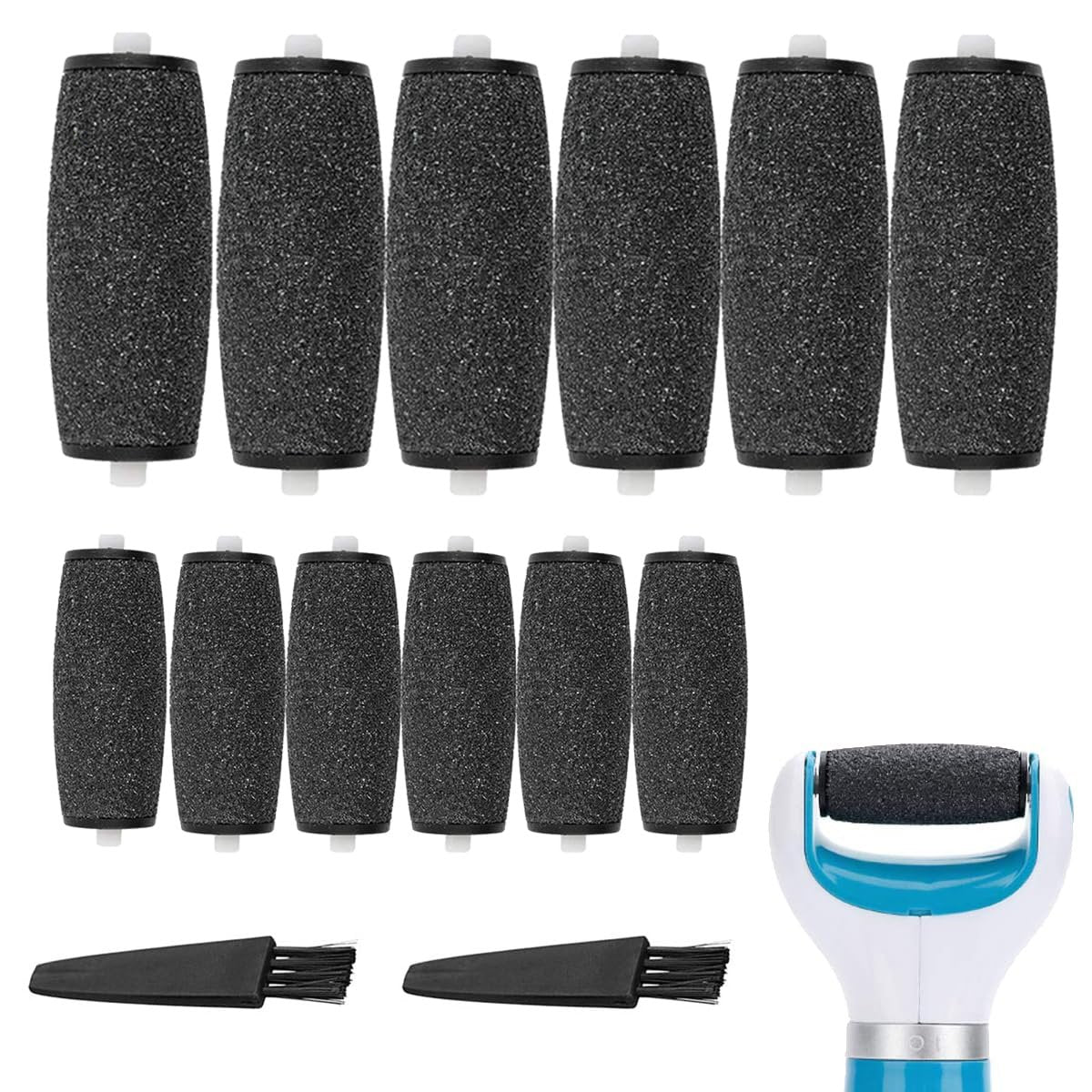 12 Extra Coarse Replacement Rollers for Amope Pedi Perfect Electric Foot File - Diamond Crystal Refills, Remove Callous and Dead Skin (Pack of 12) - görsel 1